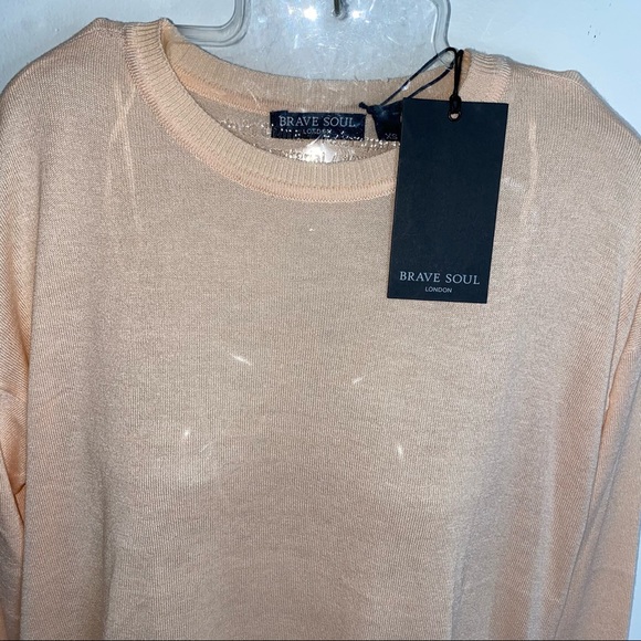 NEW Brave Soul London Dusty Peach Swoop Neck Pull over knit Sweater Size XS - Picture 5 of 6